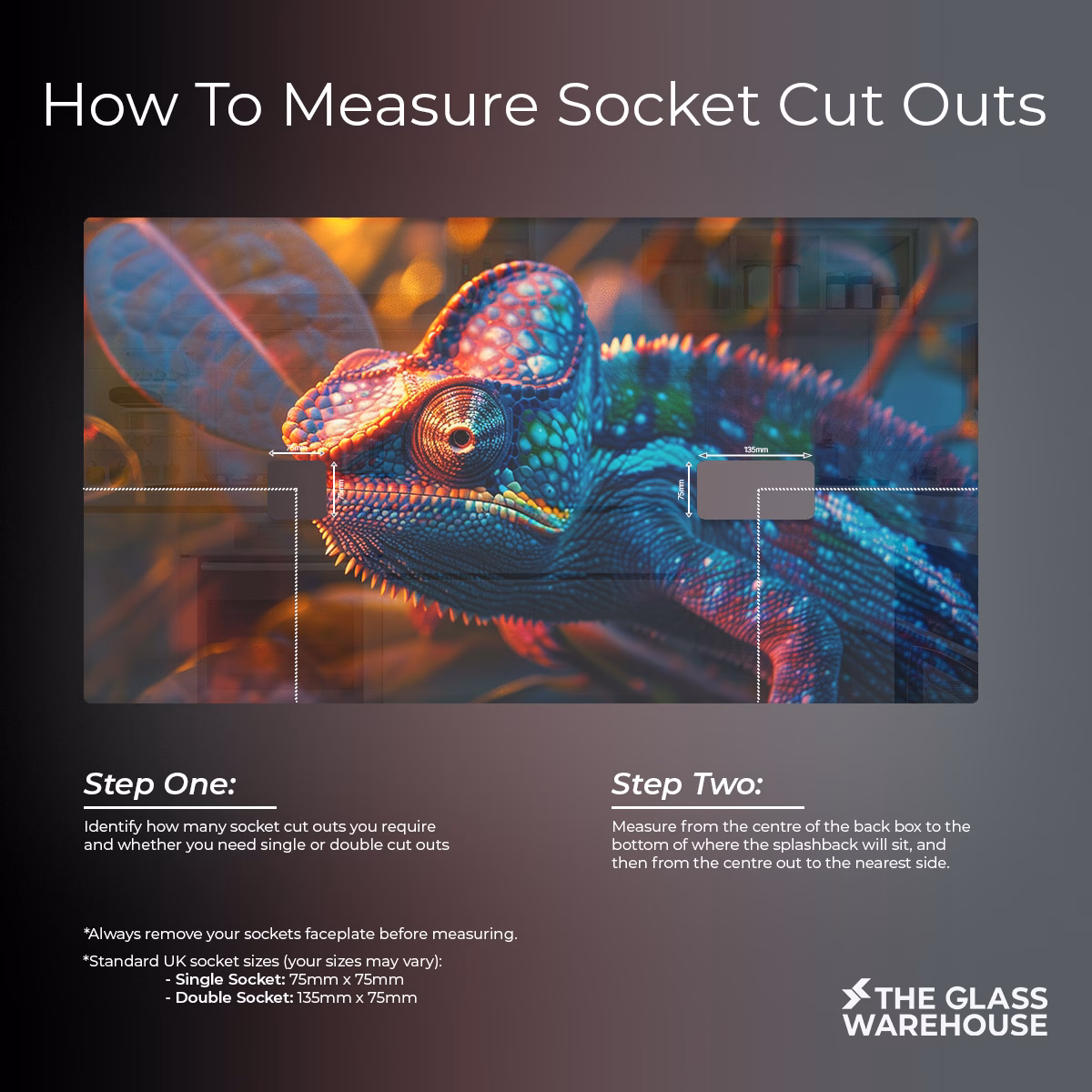 How to measure socket cut outs for your printed glass kitchen splashback