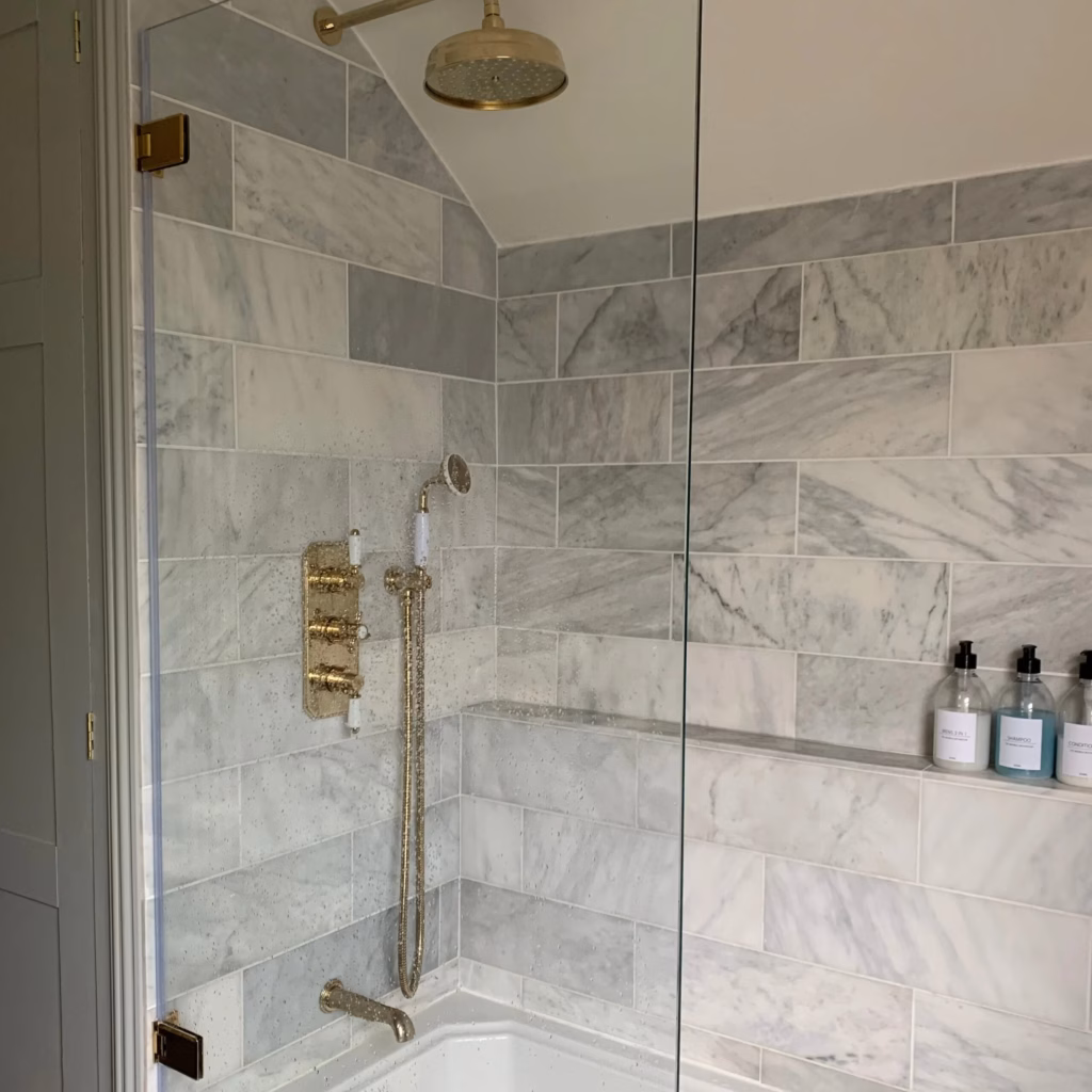 Glass Bath Screen Brass