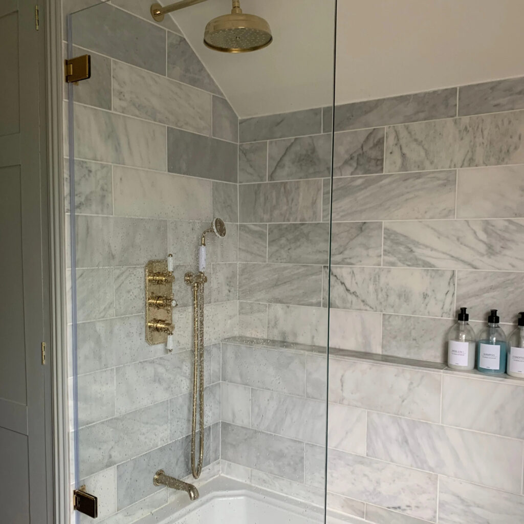 Glass Bath Screen Brass