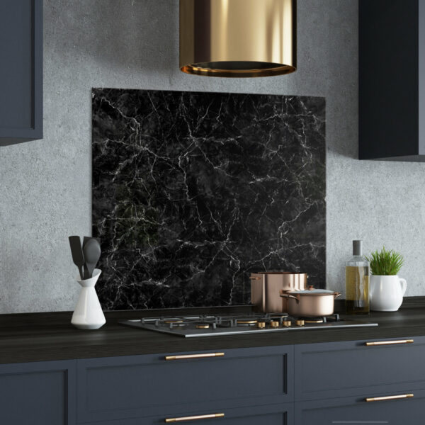 Black Marble Print Splashback