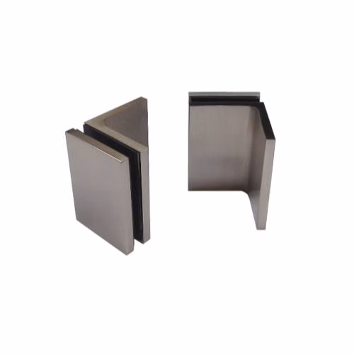 Brushed Glass to Wall 90 degree Aperture Fitting Concealed Fixings