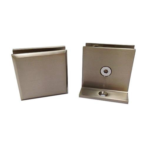 Brushed Finish Glass to Wall 90 degree Aperture Fitting