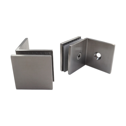 Brushed Finish 90 degree glass to wall fixed aperture fitting