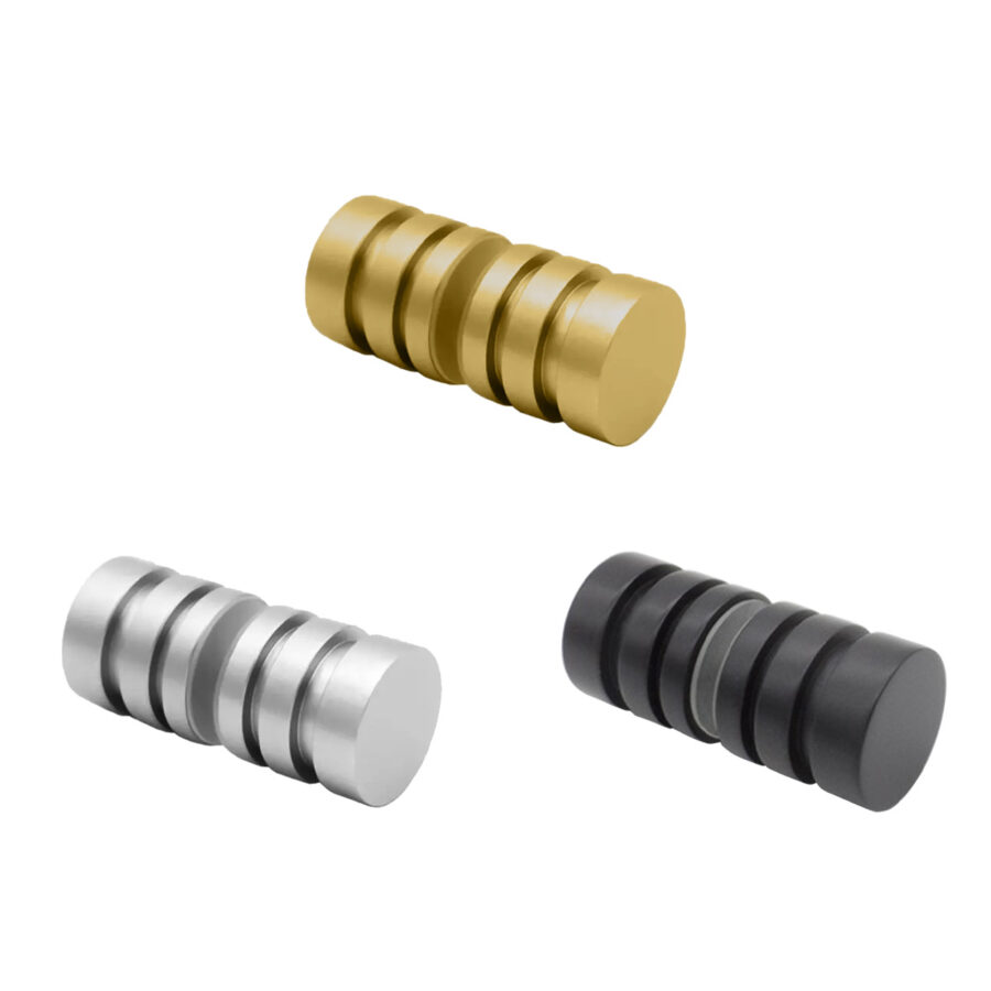 Brushed Finish Cylinder Door Knob with Perimeter Indentations