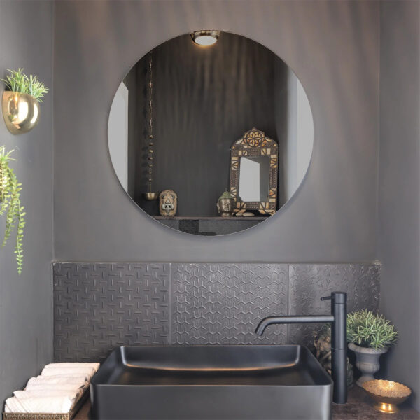 Grey Round Mirror