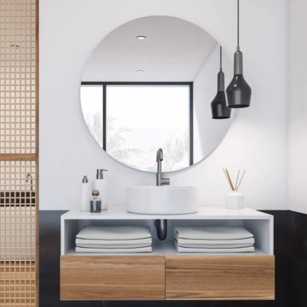 Silver Round Mirror