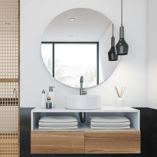 Silver Round Mirror