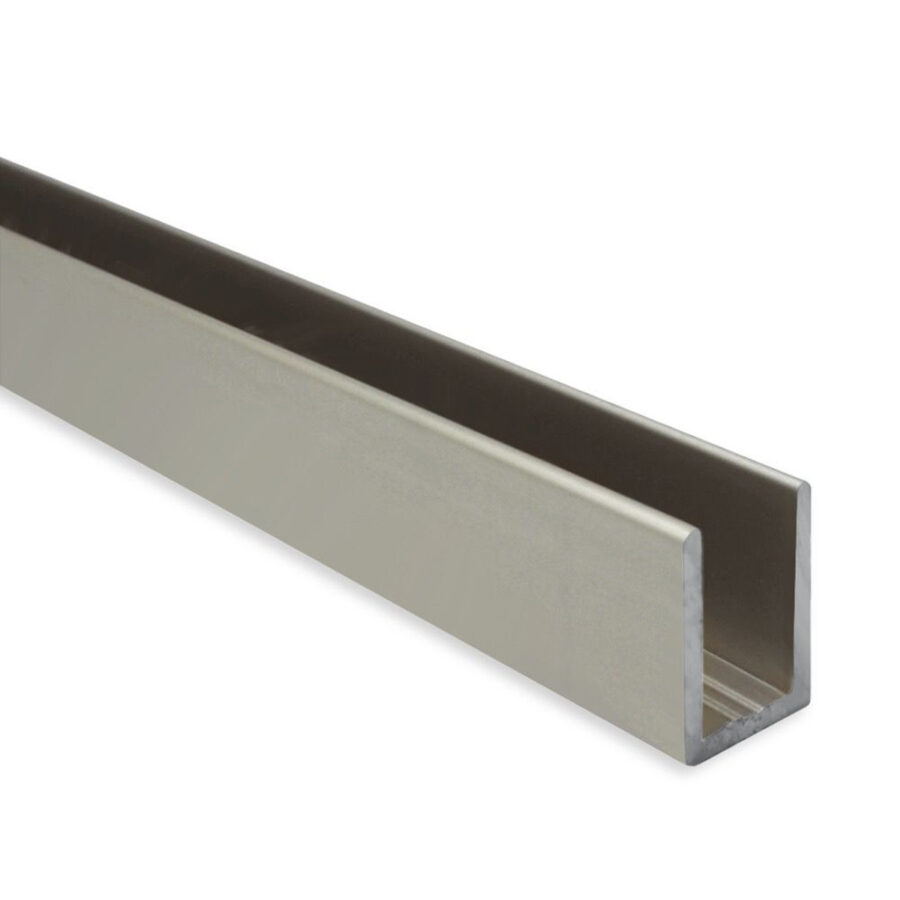 2,400mm Brushed Nickel Aluminium Glazing Channels - up to 10mm Glass