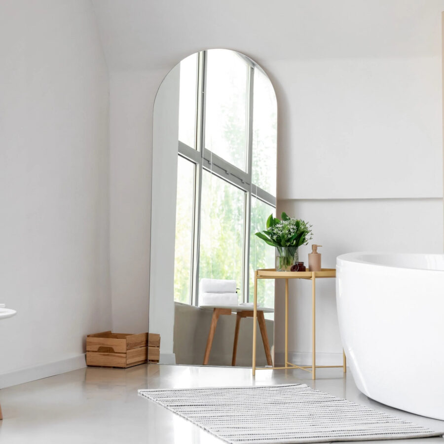 Frameless Free Standing Arch Leaner Mirror