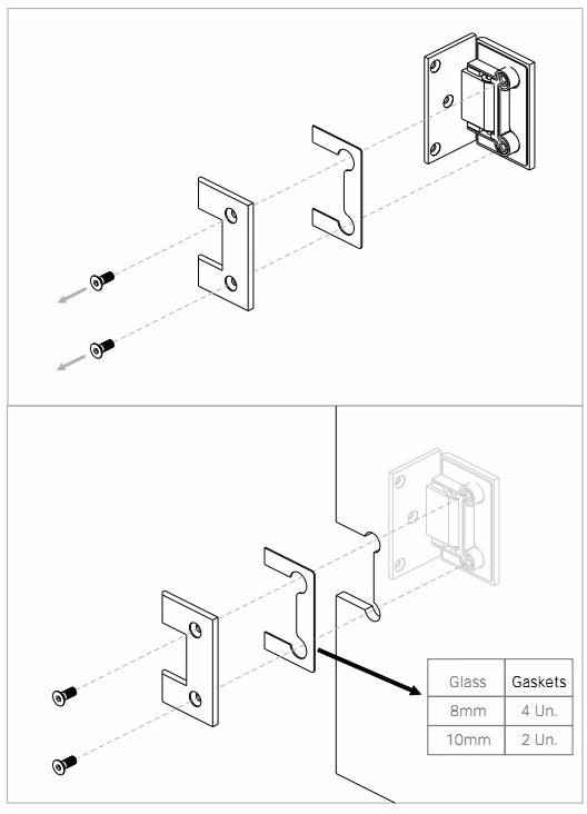 Wall Mounted Glass Door Hinge - Square Profile (Single) - Image 6