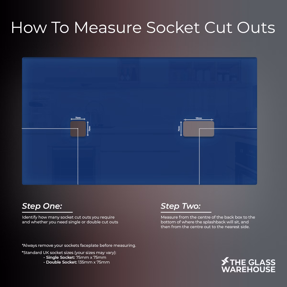 How to measure socket cut outs for your glass kitchen splashback