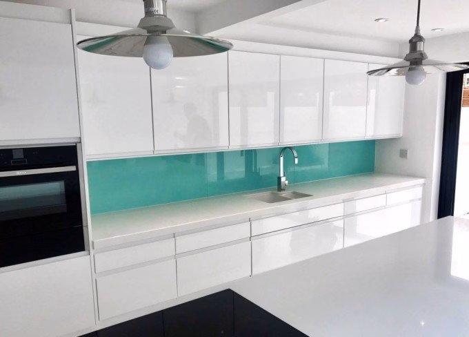 Painted Sea Green Kitchen Splashback