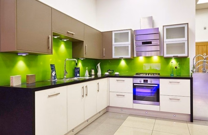 kitchen Green Painted Splashback