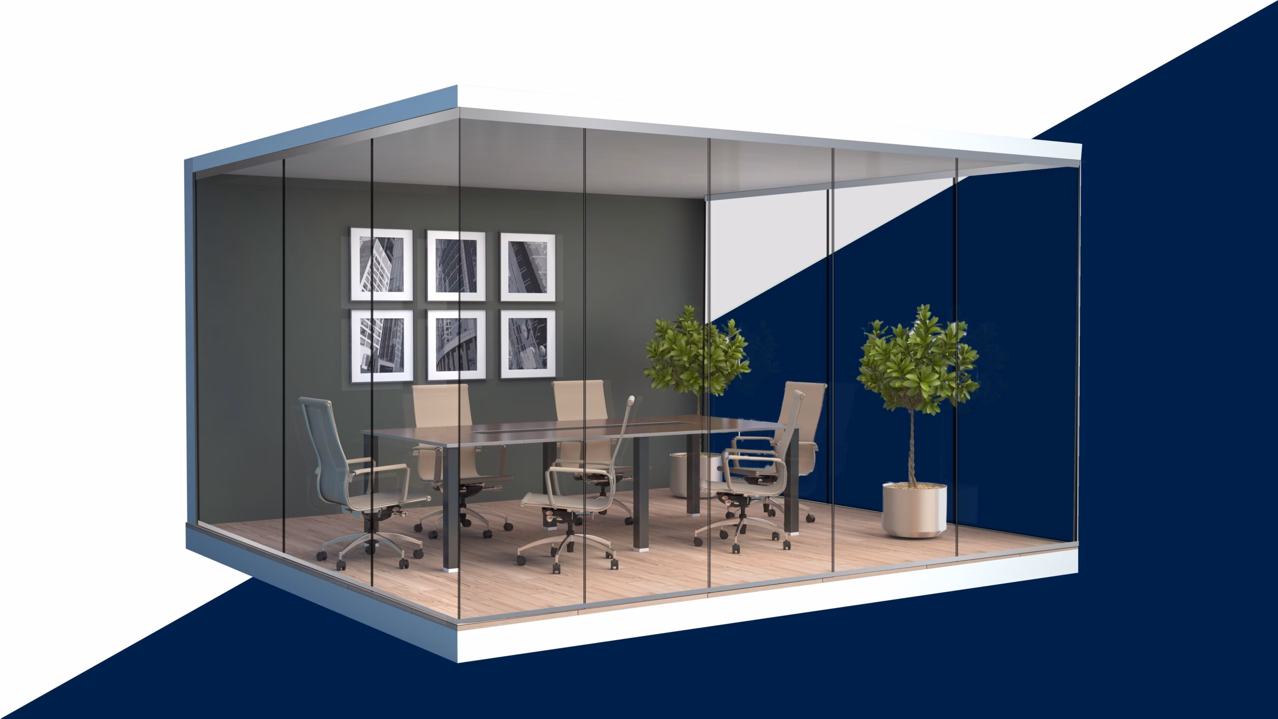3 Side Glass Partitions