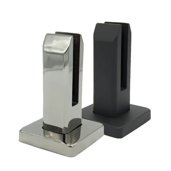 mirror polish and matt black square floor mounted spigot for glass balustrades