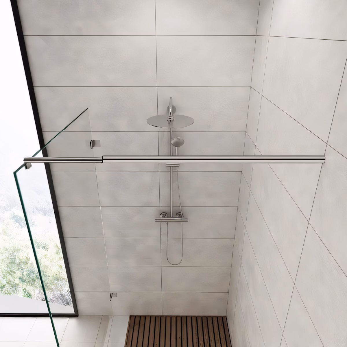 Wall-to-Glass Adjustable Shower Screen Support Bar - Image 2