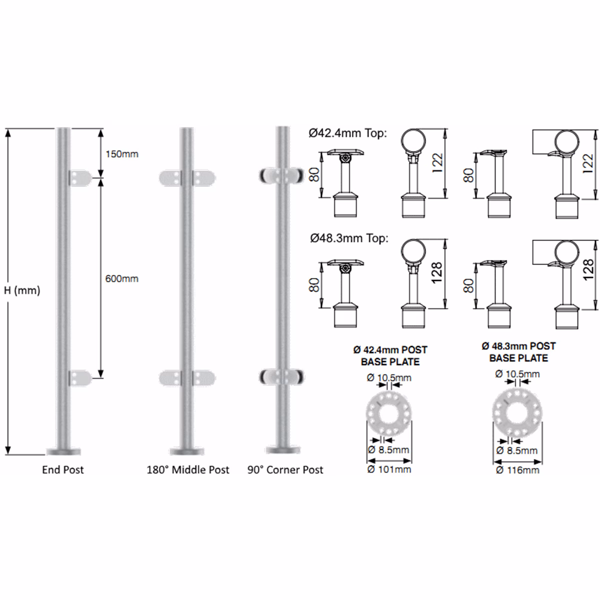 90 Degree Corner Glass Balustrade Post - Image 2