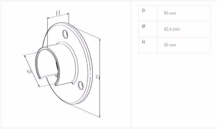 Satin Slotted Wall Plate For Slotted Tube Balustrade Handrail - Image 2