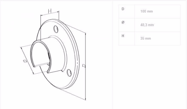 Satin Slotted Wall Plate For Slotted Tube Balustrade Handrail - Image 3
