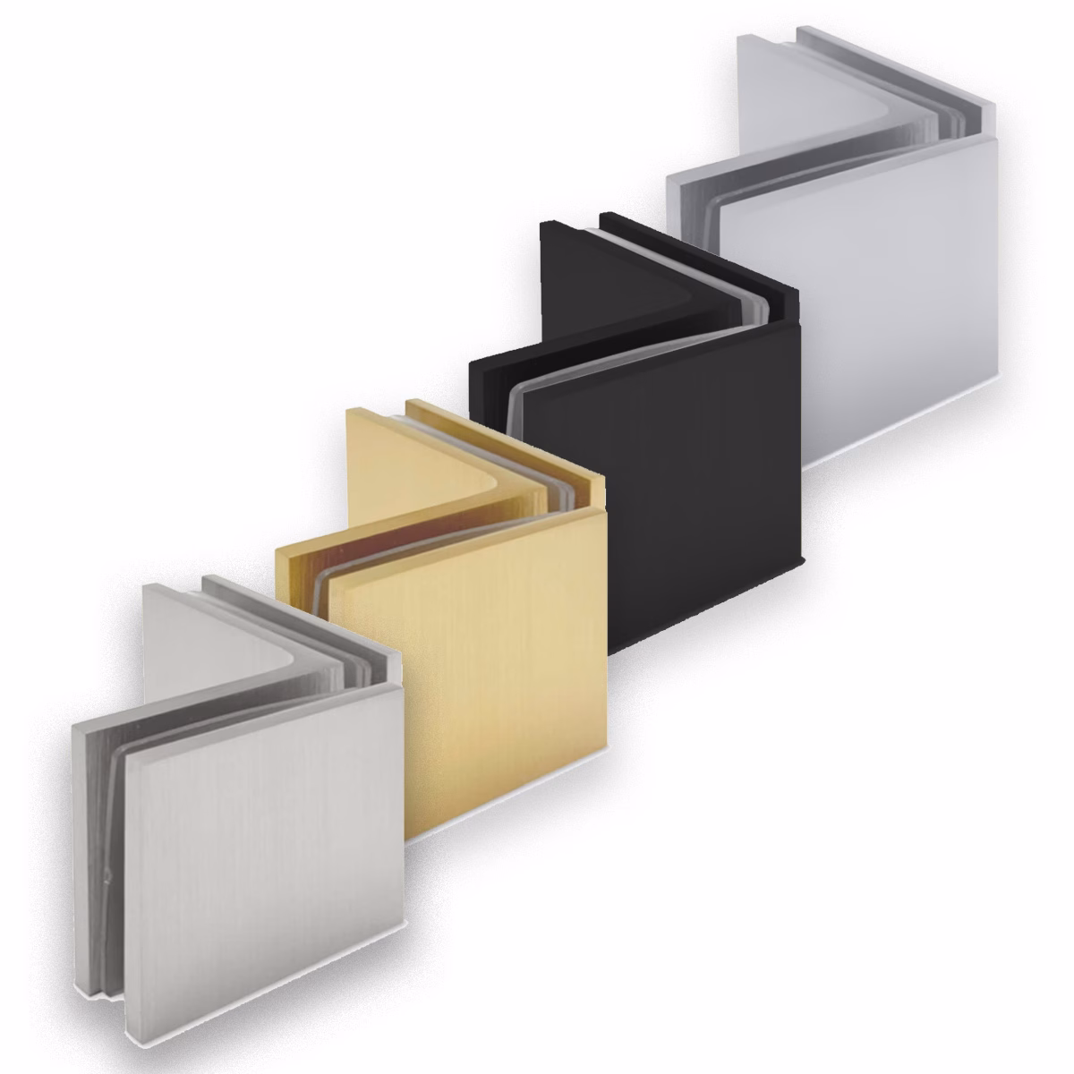 glass to glass shower screen brackets in matt black