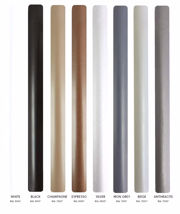 integral glass blinds colour options
